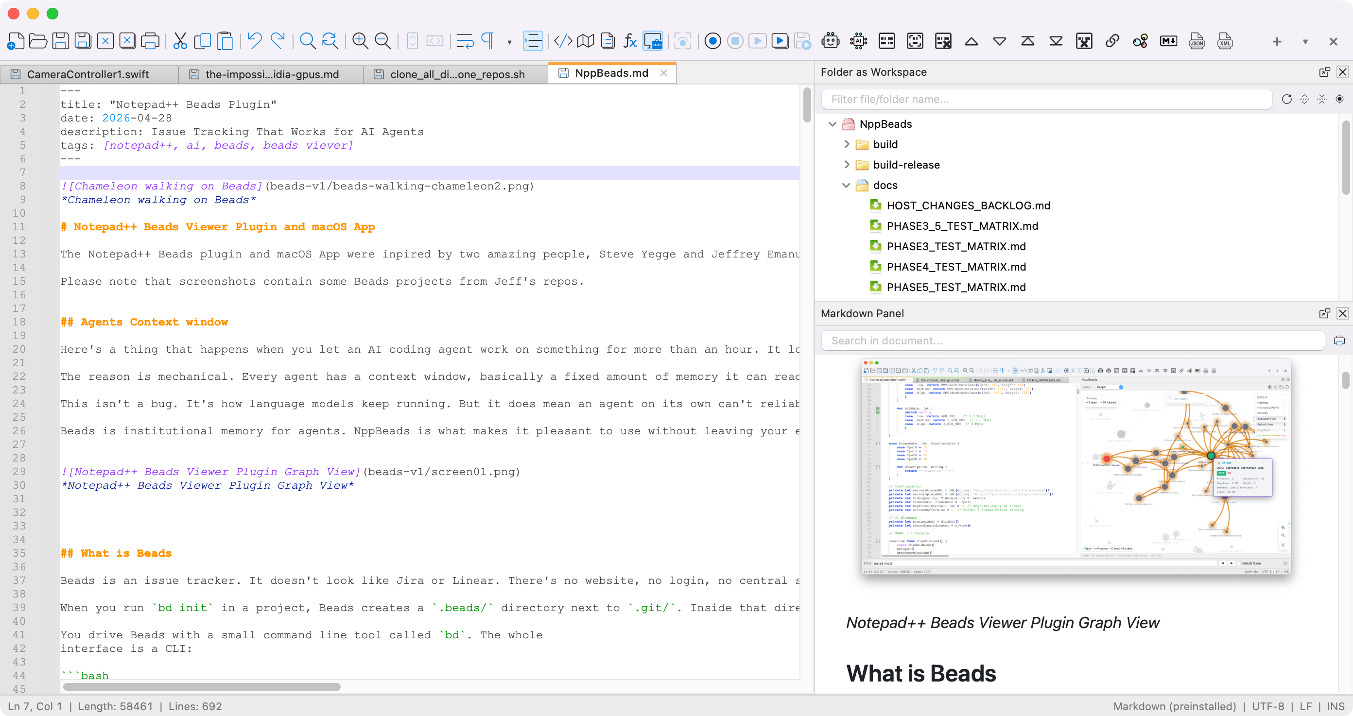 Nextpad++ for macOS light mode with native title bar and syntax highlighting